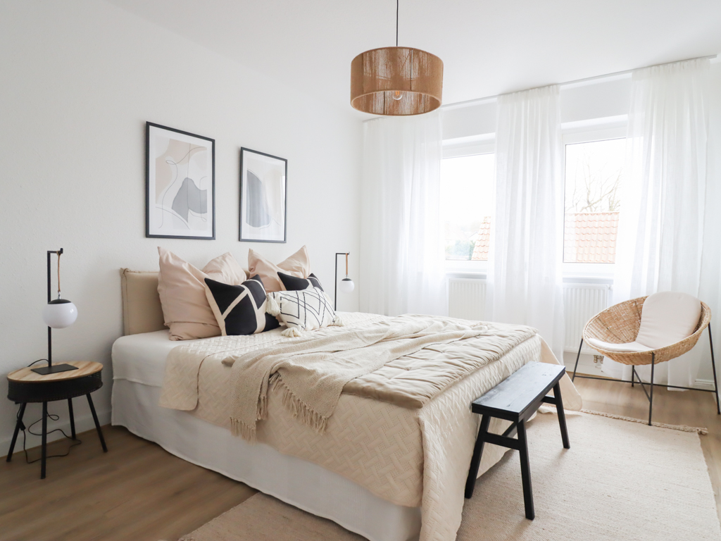 Möbliertes Schlafzimmer nach dem Home Staging
