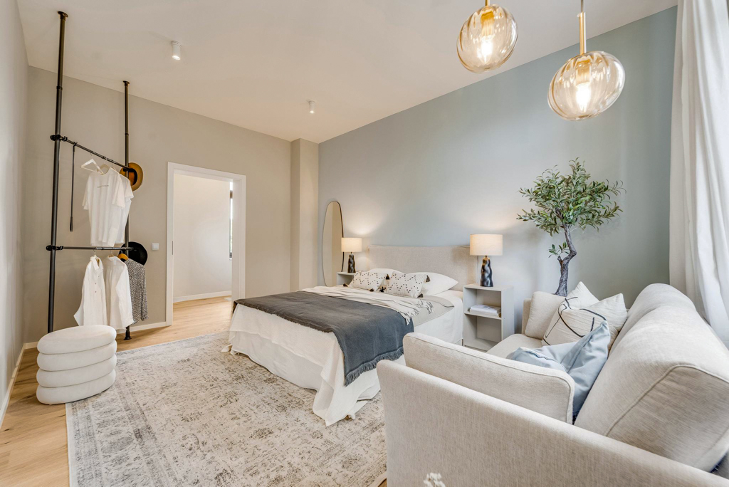 Musterwohnung One Lindemann Heimstil-10 Schlafzimmer nach dem Home Staging durch Heimstil Homedesign in Dortmund